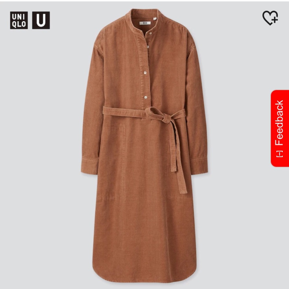NWT WOMEN U CORDUROY STAND COLLAR DRESS